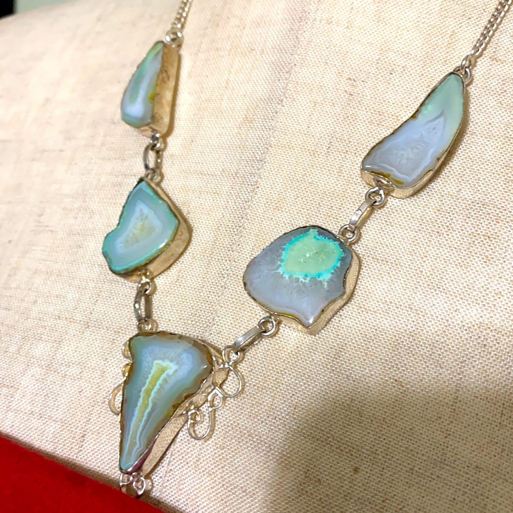 🖤RARE COLOR💕agate silver necklace - Picture 3 of 15